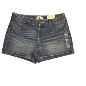 SO Girl's Denim Mid Rise Pull on Jean Shorts Medium Wash Size 16 NWT